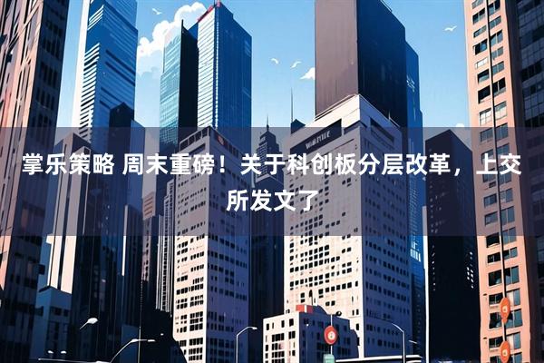 掌乐策略 周末重磅！关于科创板分层改革，上交所发文了